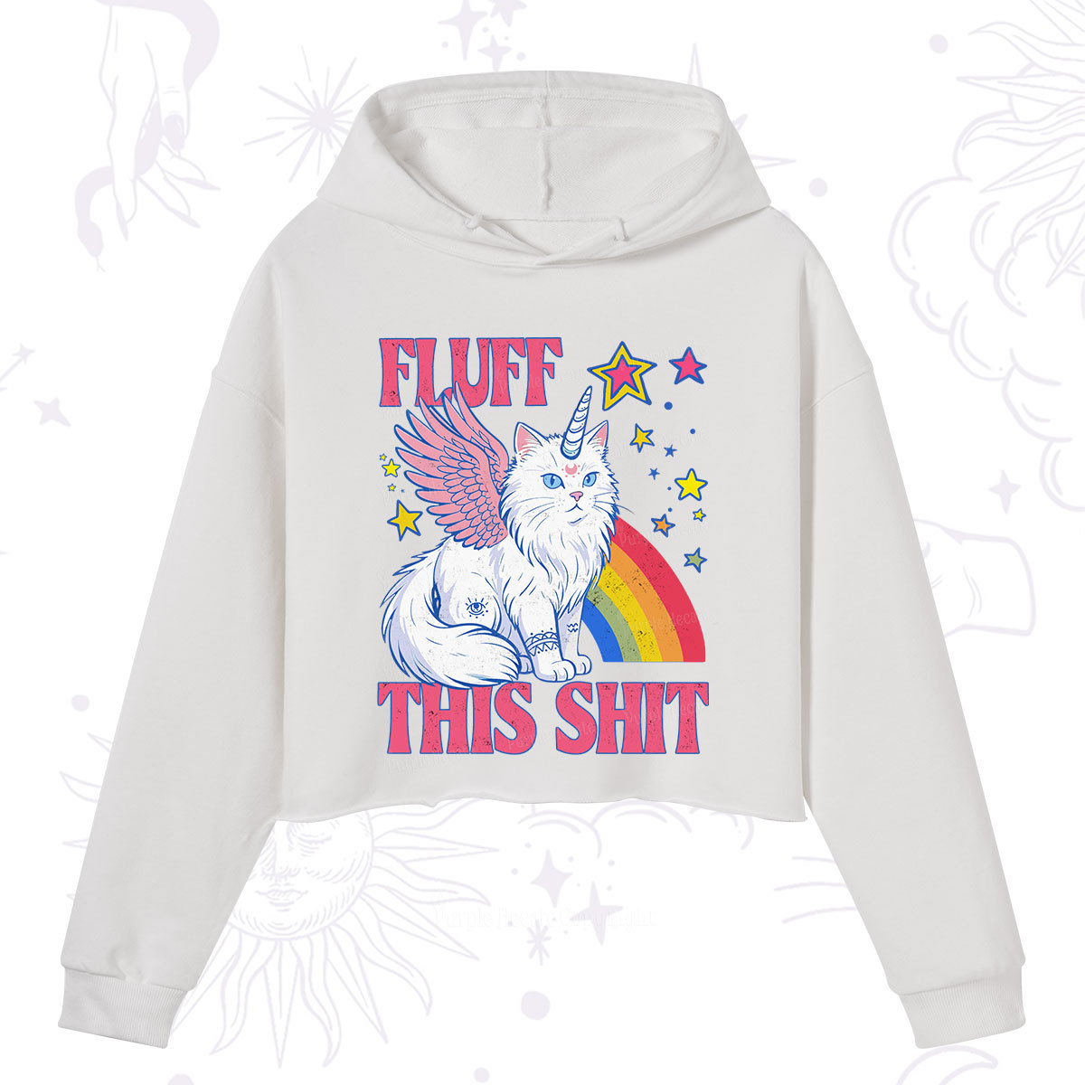 Purplehecate Fluff This Sh*t Cat Crop Hoodie