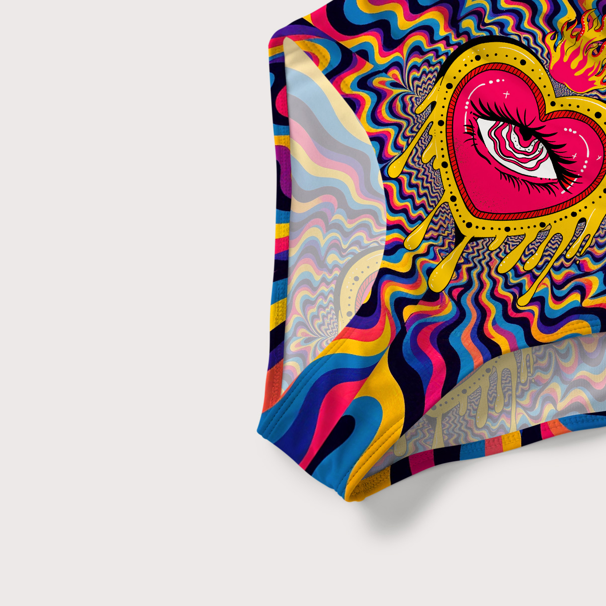 Purplehecate Trippy Heart Flame Slim-Strap Swimsuit