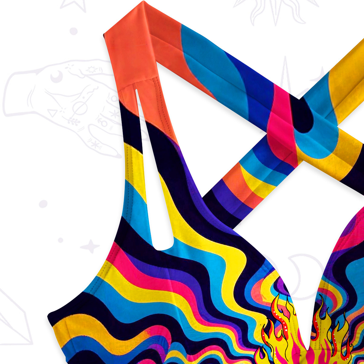 Purplehecate Trippy Heart Flame One-Piece Swimsuit