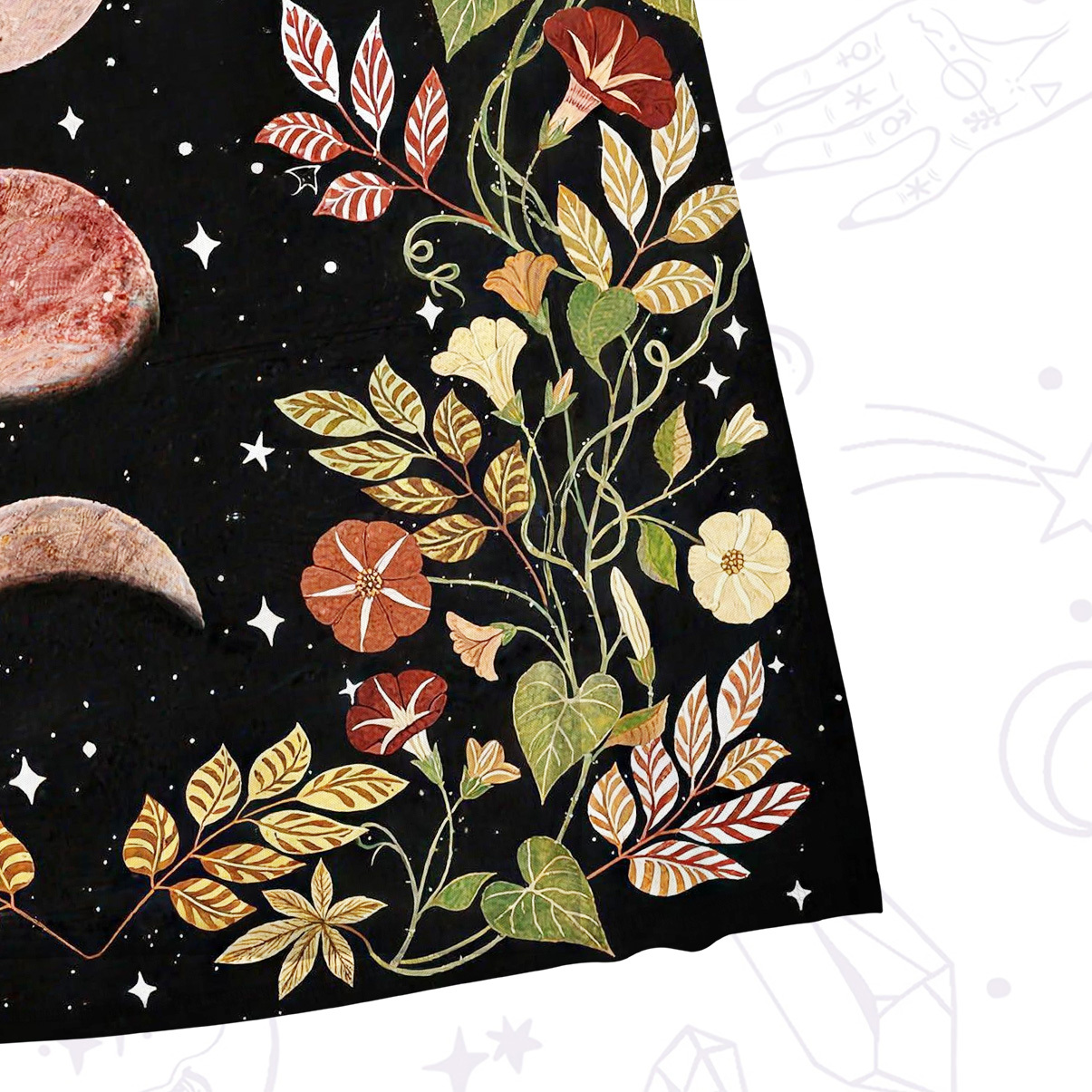 Purplehecate Moon Phase Floral Mesh Maxi Tank Beach Dress