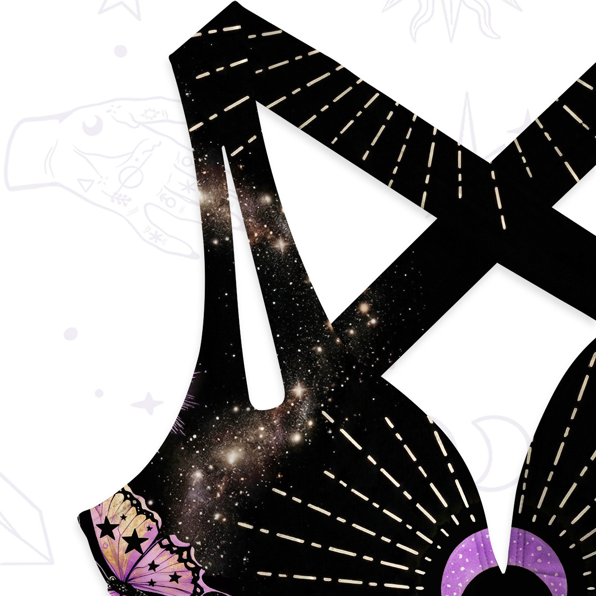 Purplehecate Starry Night Moth & Butterfly One-Piece Swimsuit