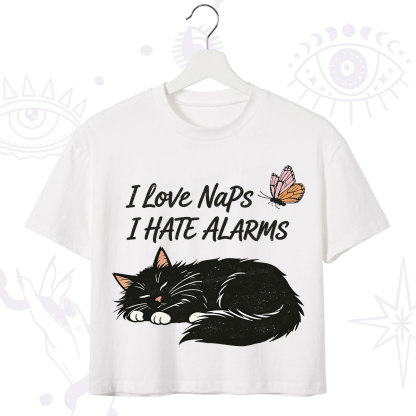 Purplehecate I Love Naps I Hate Alarms Crop T-Shirt