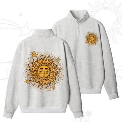 Purplehecate Celestial Sun Zip Fleece Sweatshirt
