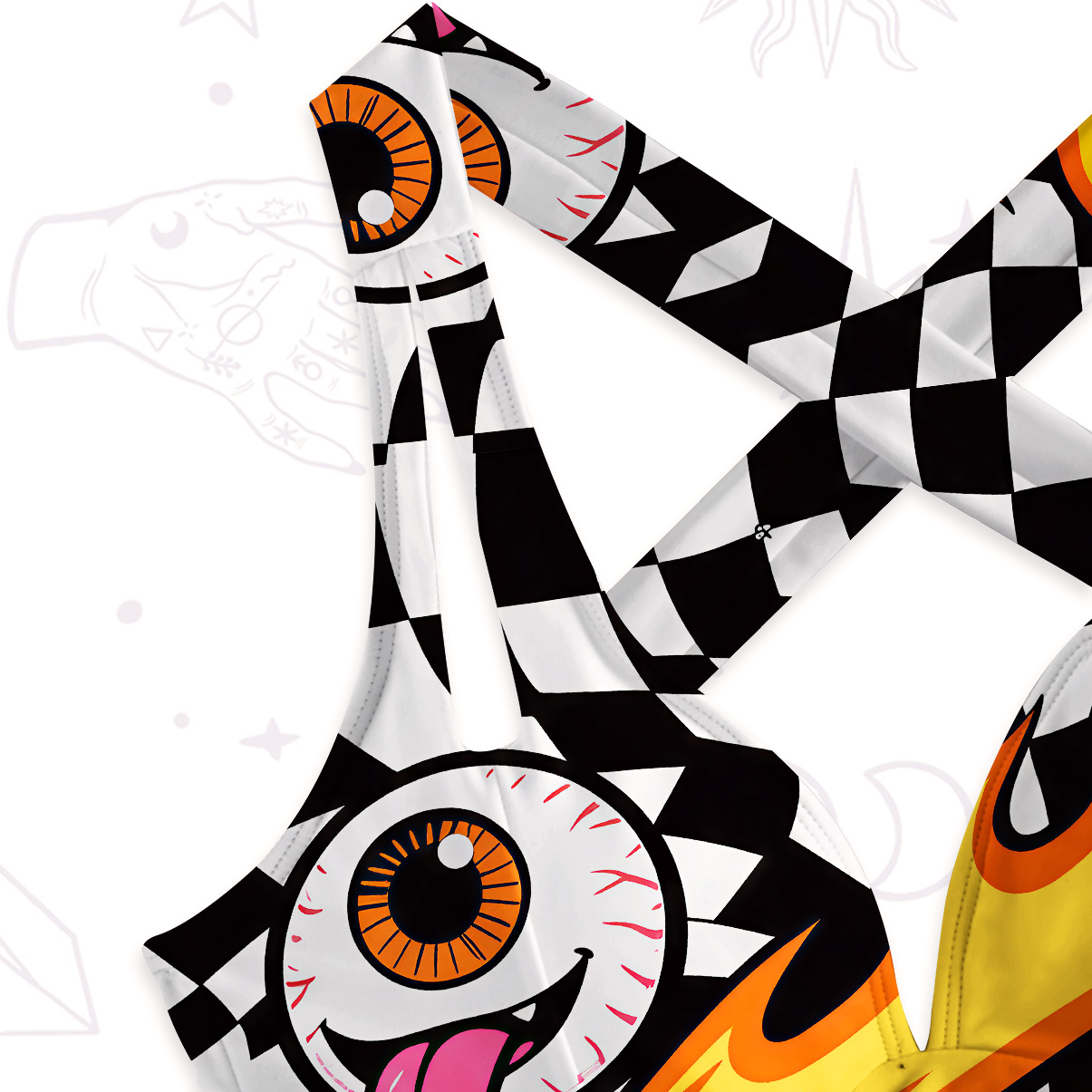 Purplehecate Flaming Eyeball Chaos One-Piece Swimsuit