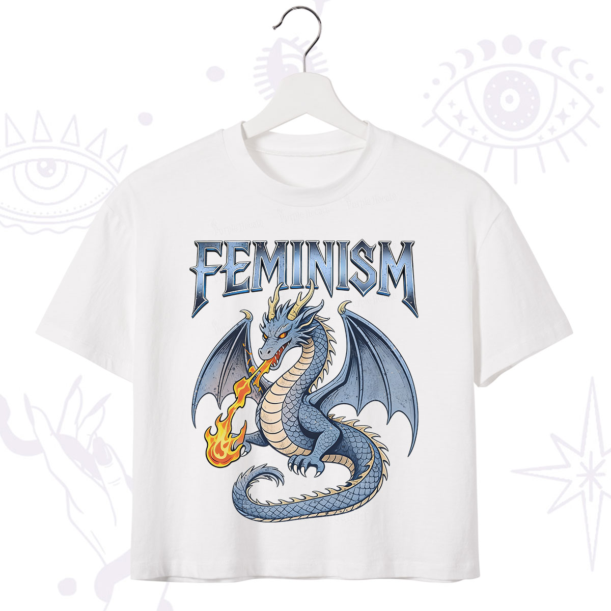 Purplehecate Feminism Dragon Fantasy Crop T-Shirt