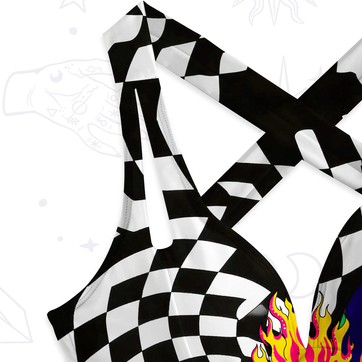 Purplehecate Trippy Rainbow Heart Eye One-Piece Swimsuit