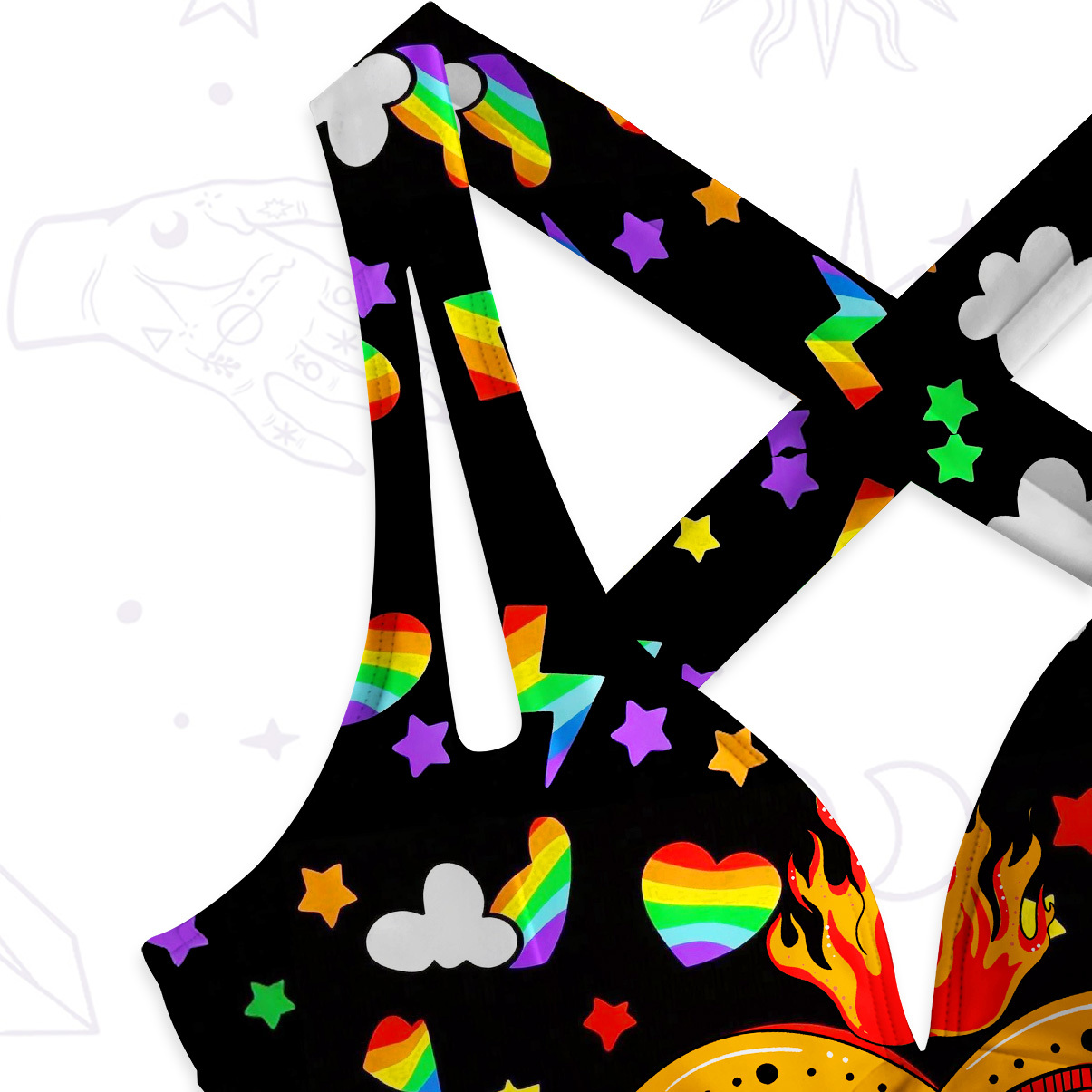 Purplehecate Rainbow Sacred Heart All Seeing Eye Pride One-Piece Swimsuit