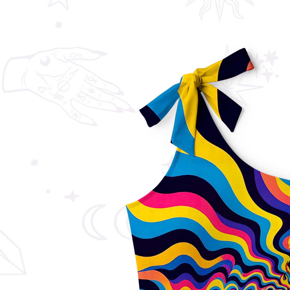 Purplehecate Trippy Heart Flame One-Shoulder One-Piece Swimsuit