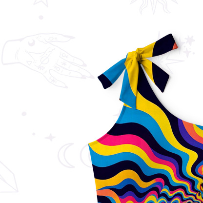 Purplehecate Trippy Heart Flame One-Shoulder One-Piece Swimsuit