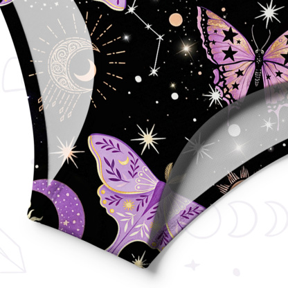 Purplehecate Starry Night Lunar Moth One-Shoulder One-Piece Swimsuit