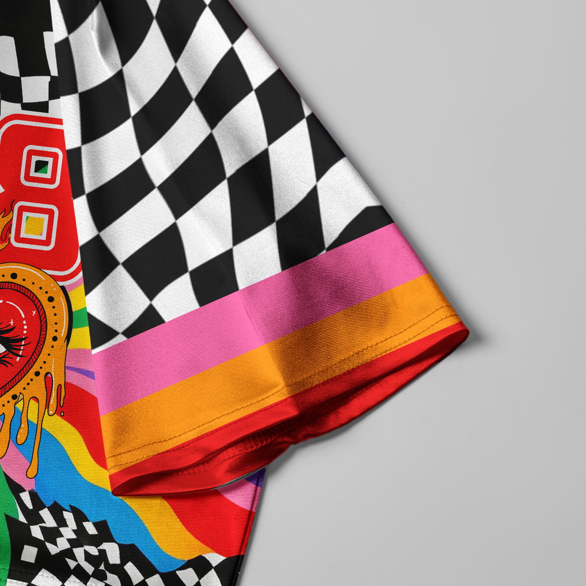 Purplehecate Trippy Rainbow Heart Eye Crop Jersey Top