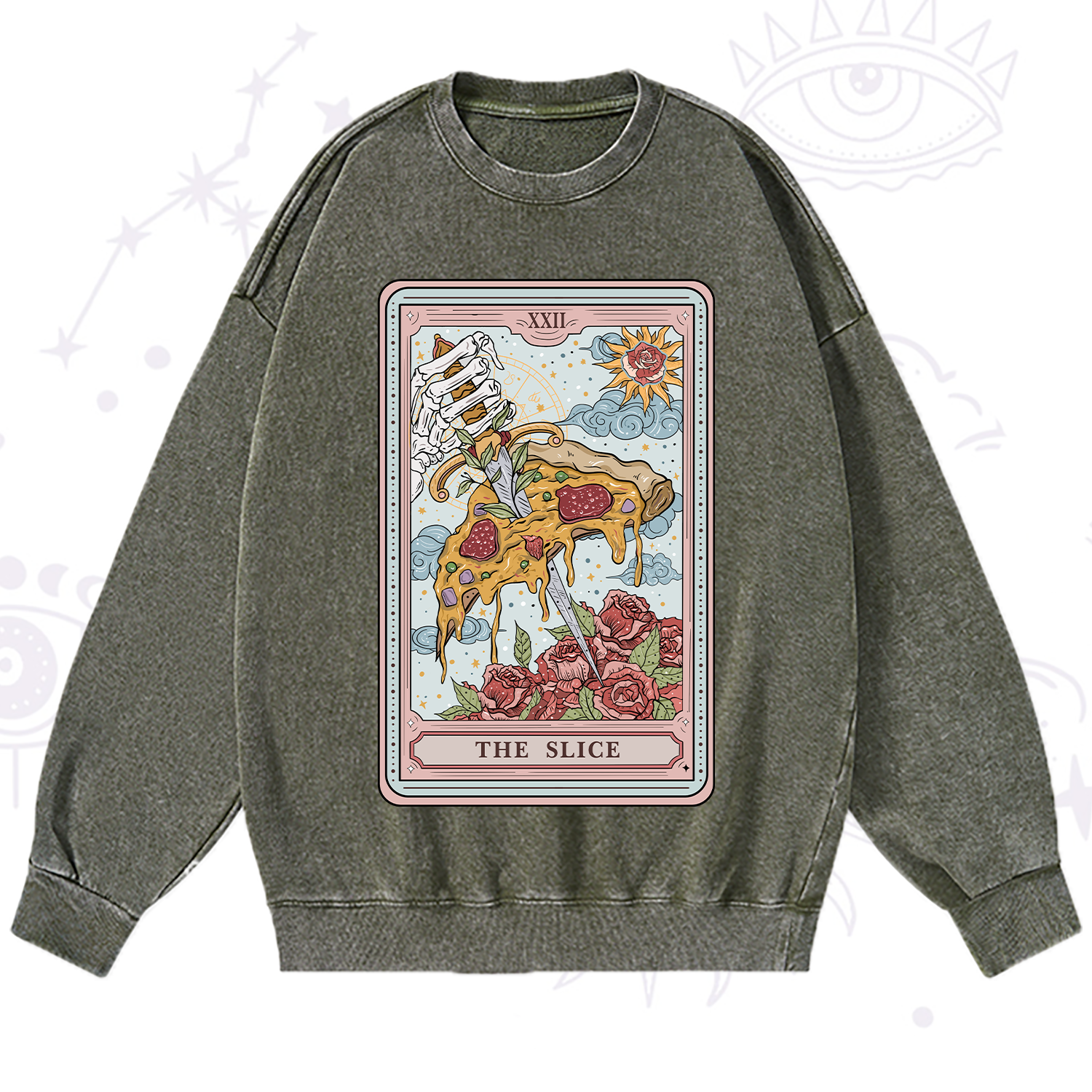 Purplehecate The Slice Tarot Washed Sweatshirt