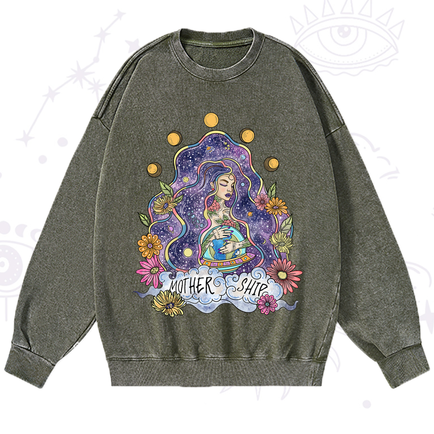 Purplehecate Mother Ship Washed Sweatshirt