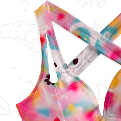 Purplehecate Color Splash Cat One-Piece Swimsuit