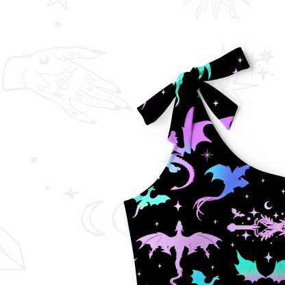 Purplehecate Neon Fantasy Dragon Allover One-Shoulder One-Piece Swimsuit