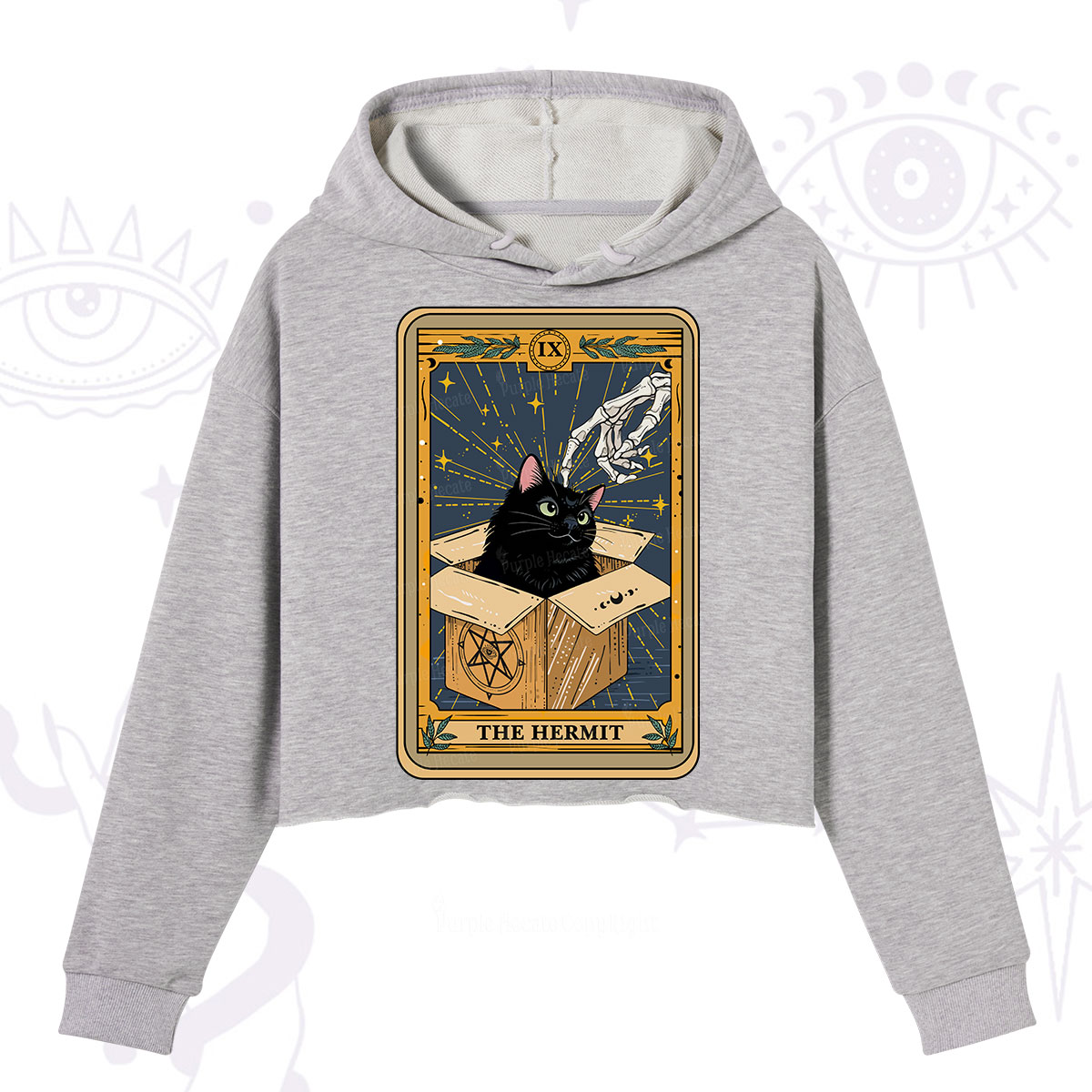 Purplehecate The Hermit Cat Tarot Crop Hoodie