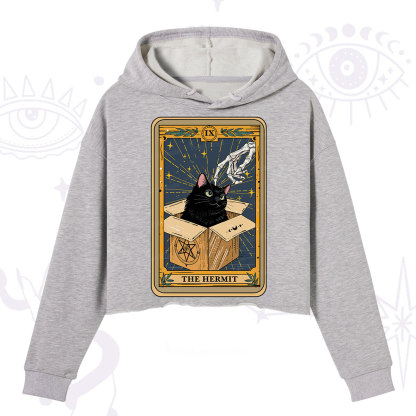 Purplehecate The Hermit Cat Tarot Crop Hoodie