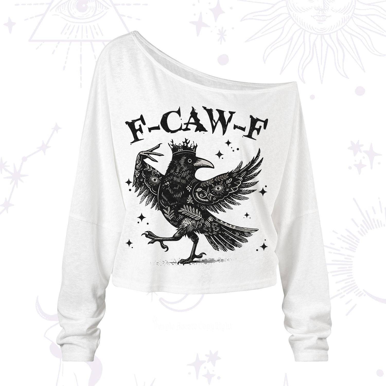 Purplehecate F-caw-f Funny Crow One Shoulder Long Sleeve Shirt