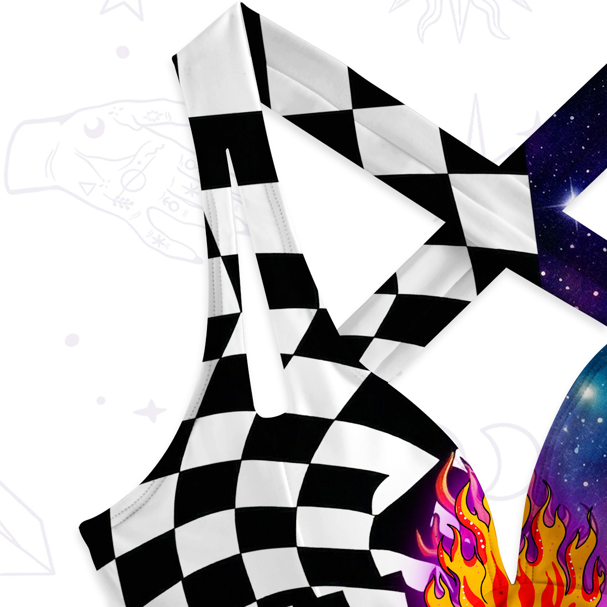 Purplehecate Flaming Eye of the Heart One-Piece Swimsuit