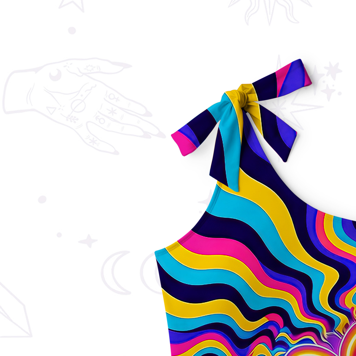 Purplehecate Psychedelic Bloom One-Shoulder One-Piece Swimsuit