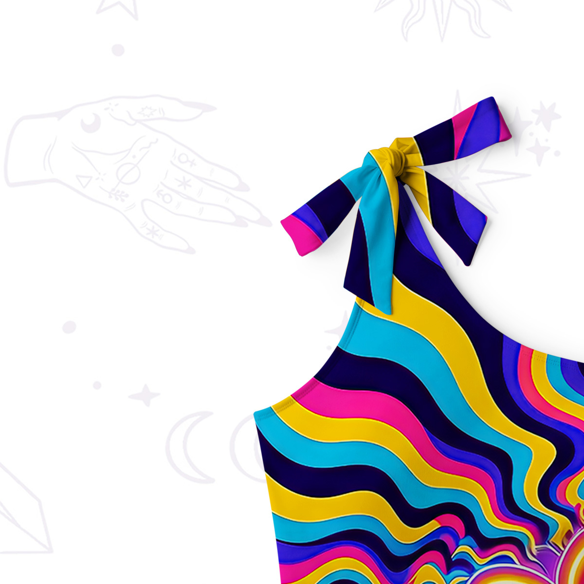 Purplehecate Psychedelic Bloom One-Shoulder One-Piece Swimsuit