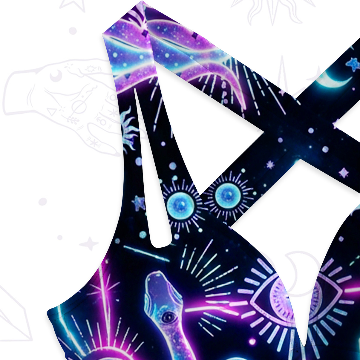 Purplehecate Cosmic Serpent Moon Phase One-Piece Swimsuit