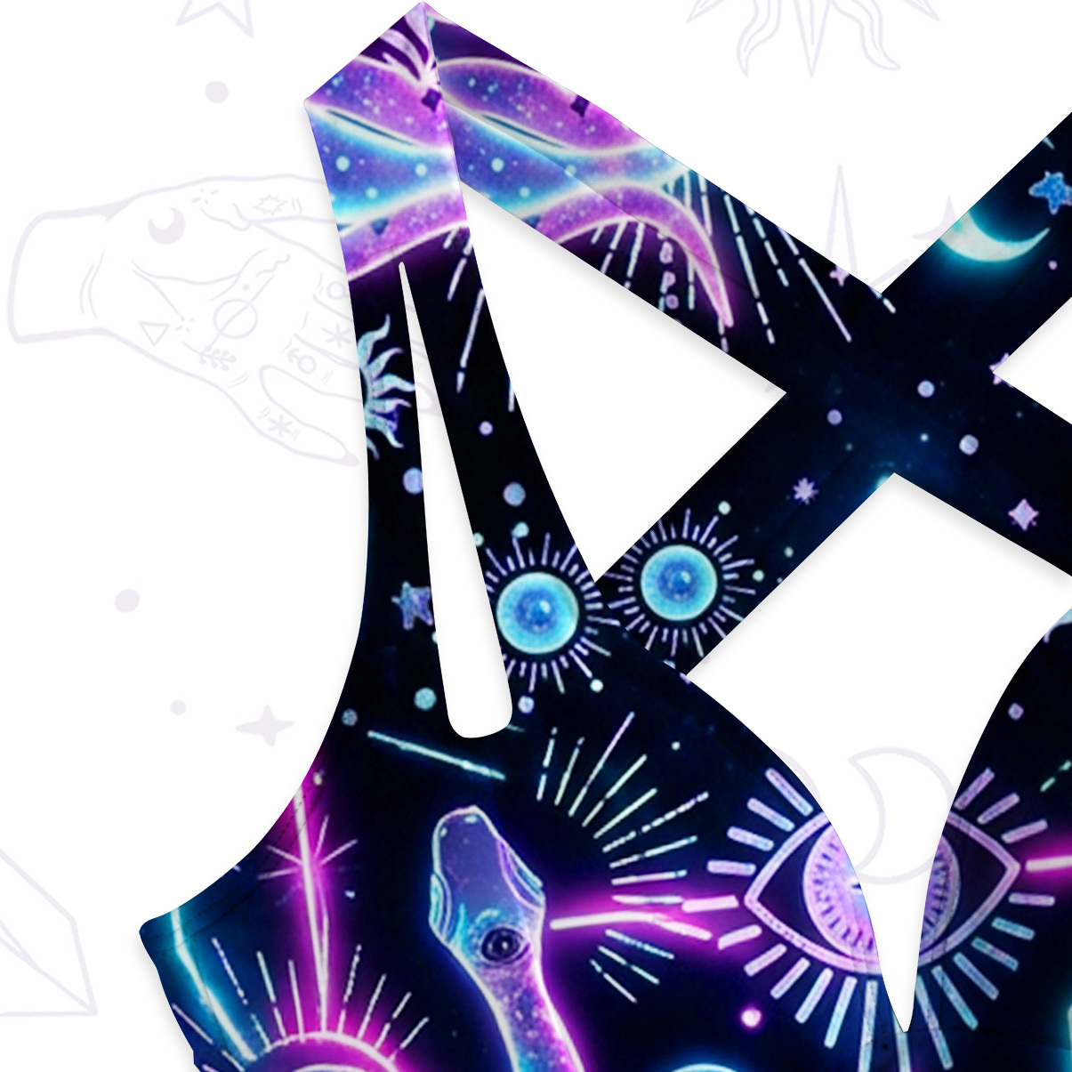 Purplehecate Cosmic Serpent Moon Phase One-Piece Swimsuit