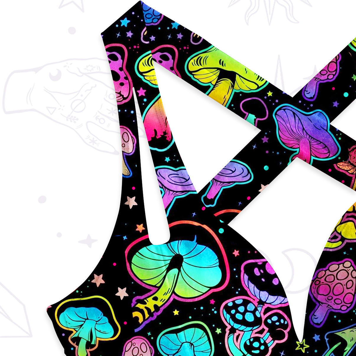 Purplehecate Psychedelic Mushroom Rave One-Piece Swimsuit