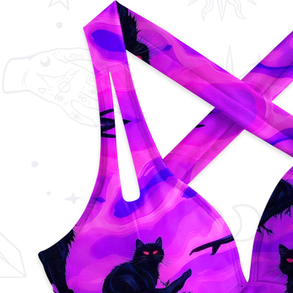 Purplehecate Twilight Forest Guardian Cat One-Piece Swimsuit