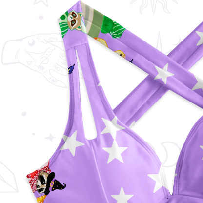 Purplehecate Rainbow Raccoon Star One-Piece Swimsuit