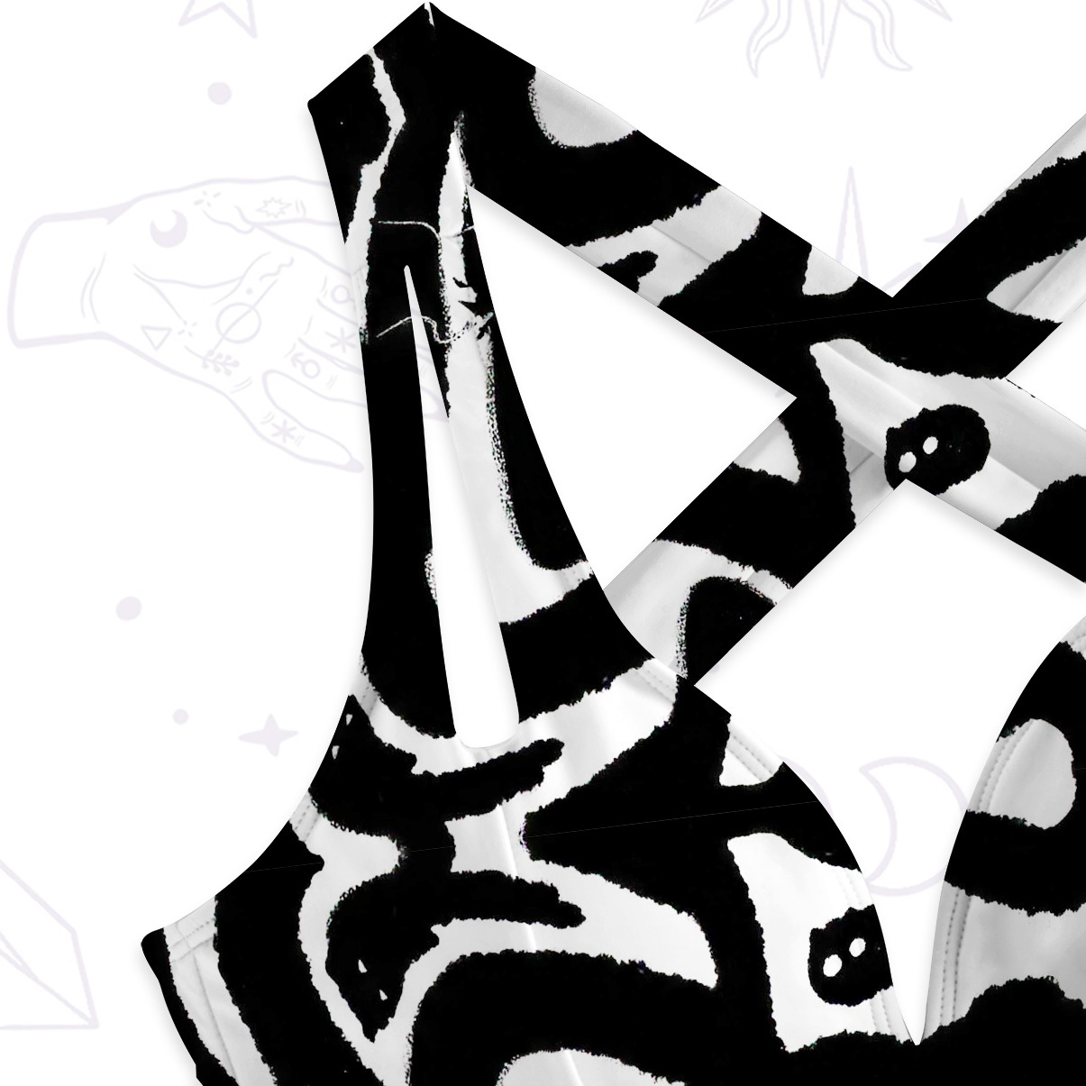 Purplehecate Whimsical Abstract Cat One-Piece Swimsuit