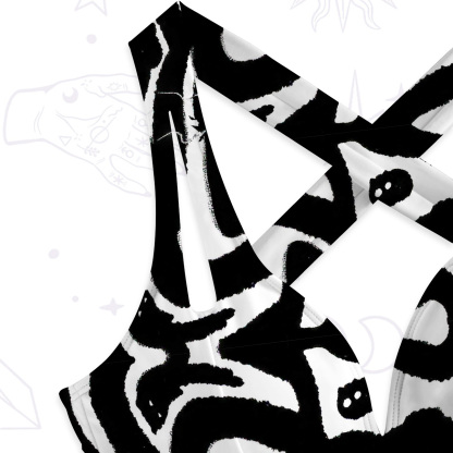 Purplehecate Whimsical Abstract Cat One-Piece Swimsuit