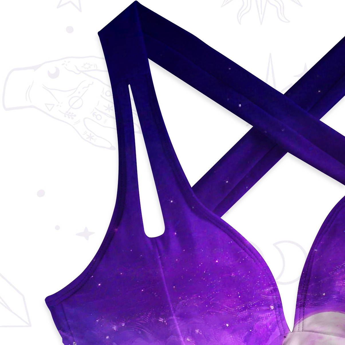 Purplehecate Dreamy Purple Witch and Black Cat One-Piece Swimsuit