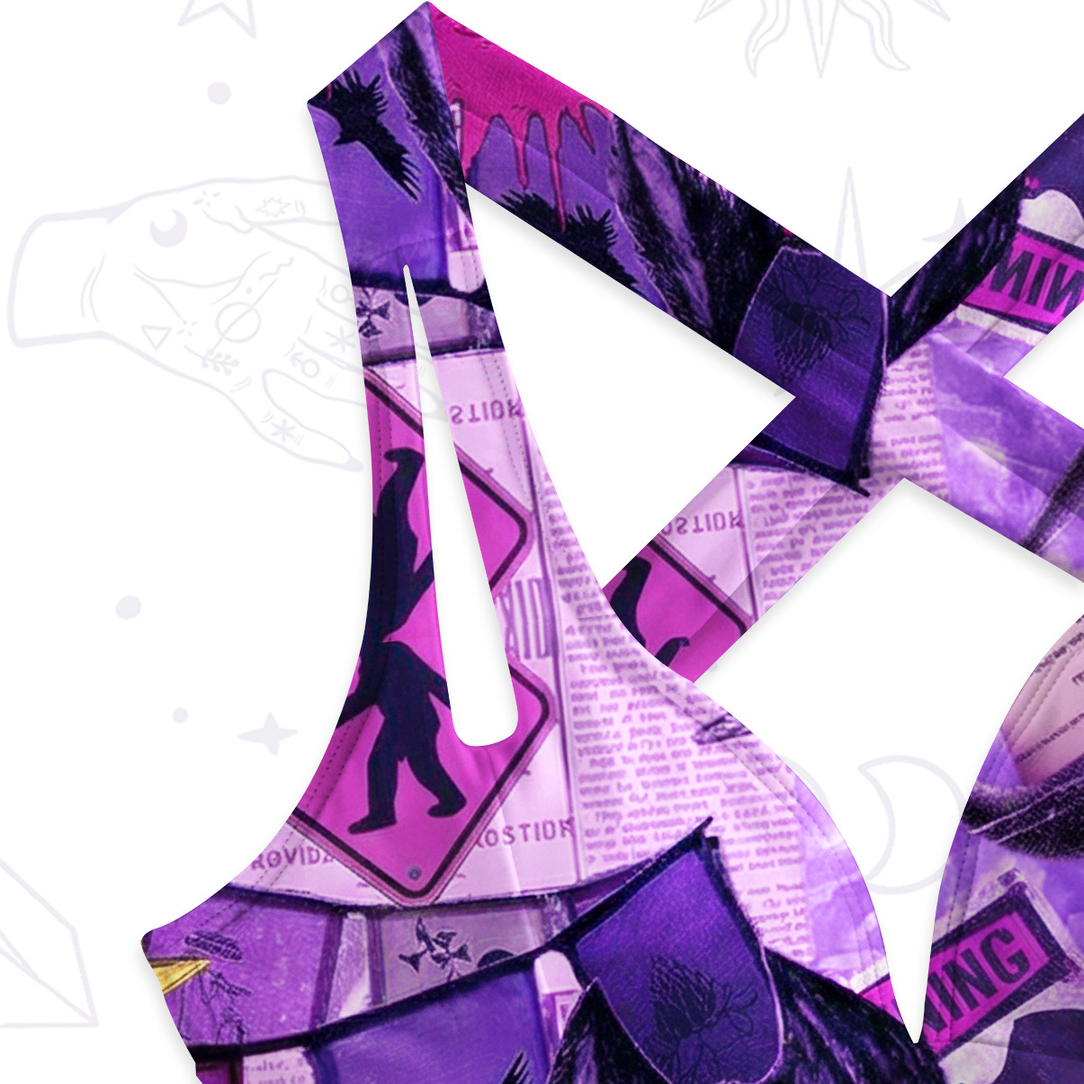 Purplehecate Cryptid Warning Collage One-Piece Swimsuit