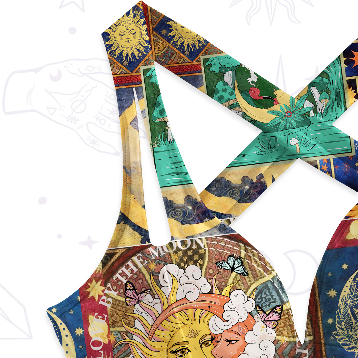 Purplehecate Starry Moon Patchwork for Cosmic Lovers One-Piece Swimsuit