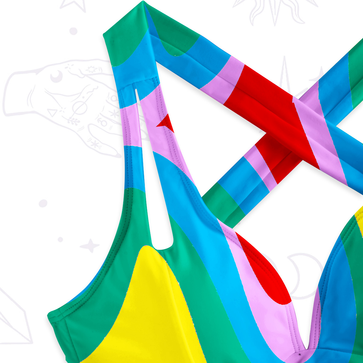 Purplehecate Dreamy Rainbow Waves One-Piece Swimsuit