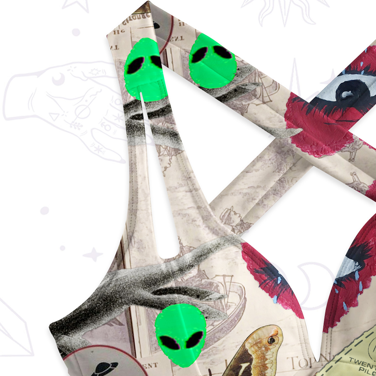 Purplehecate Cryptid Warning Collage One-Piece Swimsuit