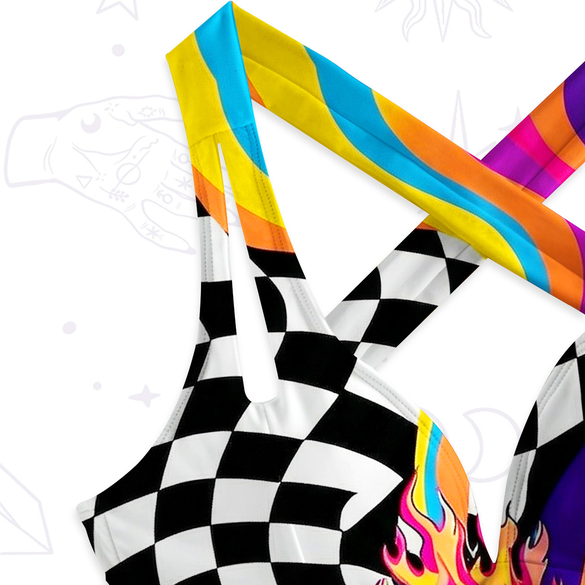 Purplehecate Trippy Rainbow Heart Eye Galaxy One-Piece One-Piece Swimsuit