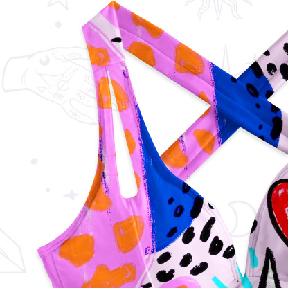 Purplehecate Cosmic Love Eyes Graffiti One-Piece Swimsuit