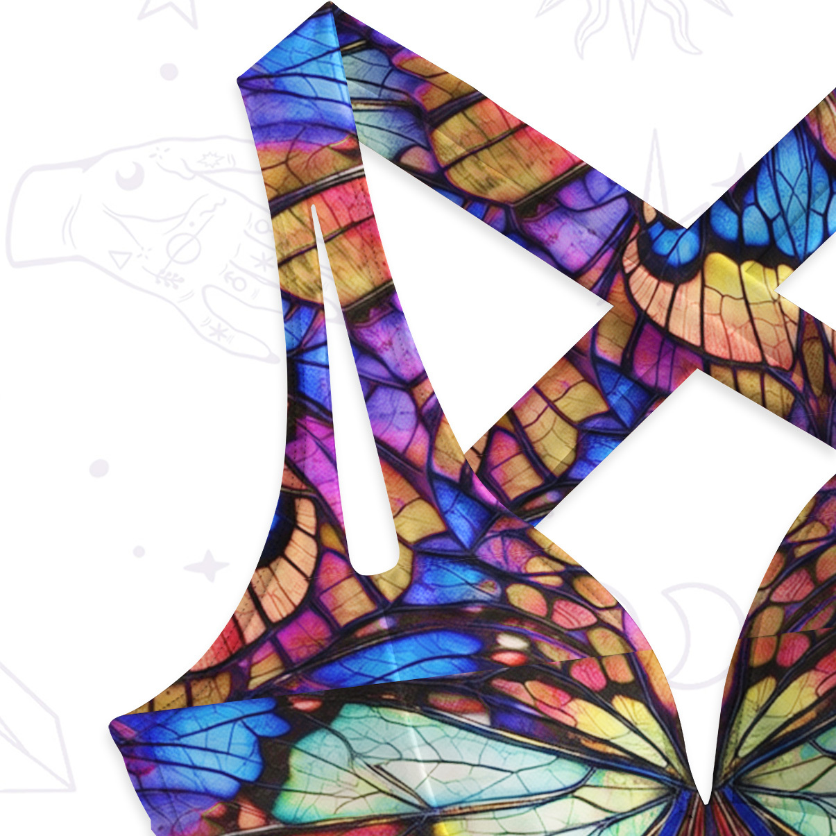 Purplehecate Colorful Butterfly Wing Pattern One-Piece Swimsuit