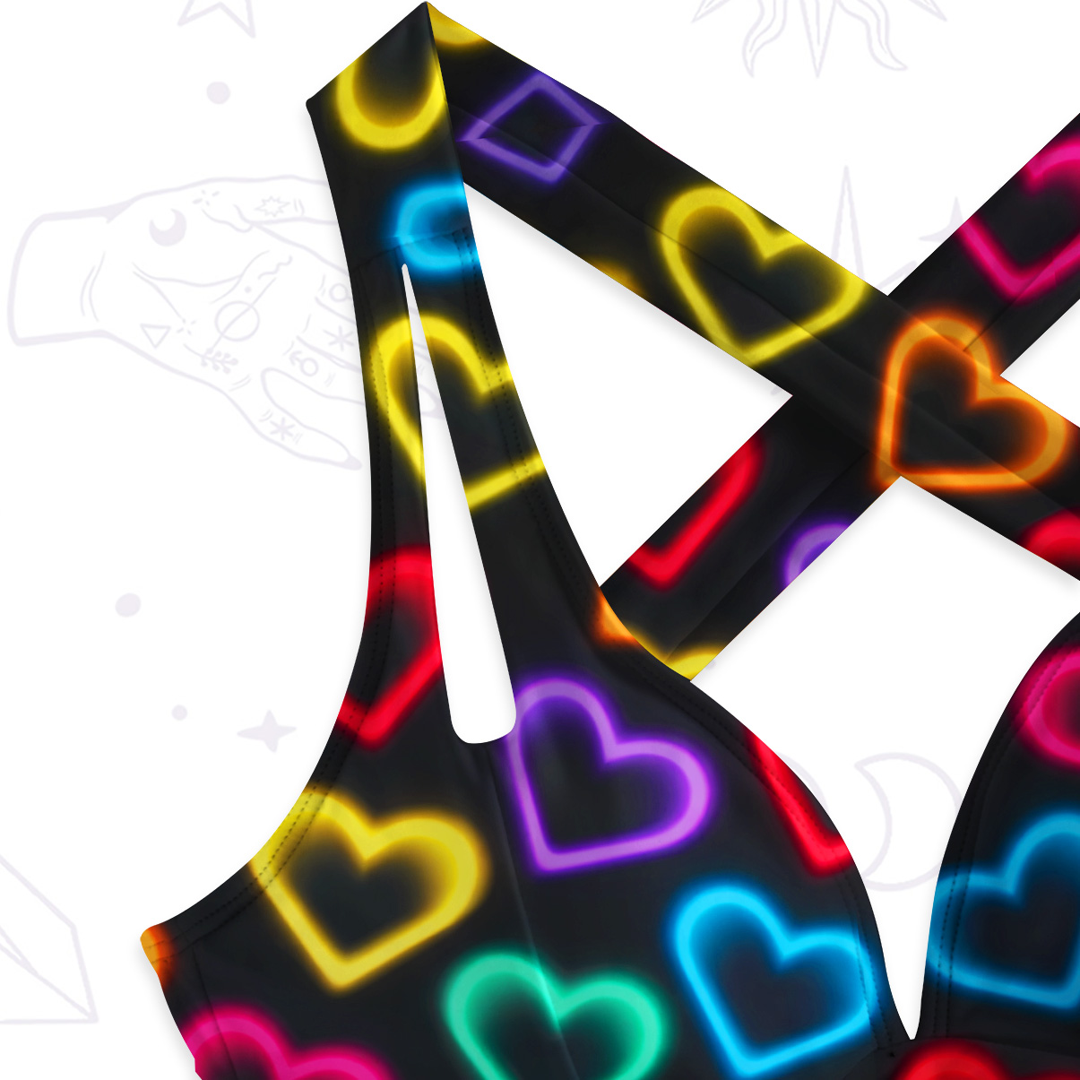 Purplehecate Psychedelic Neon Hearts One-Piece Swimsuit