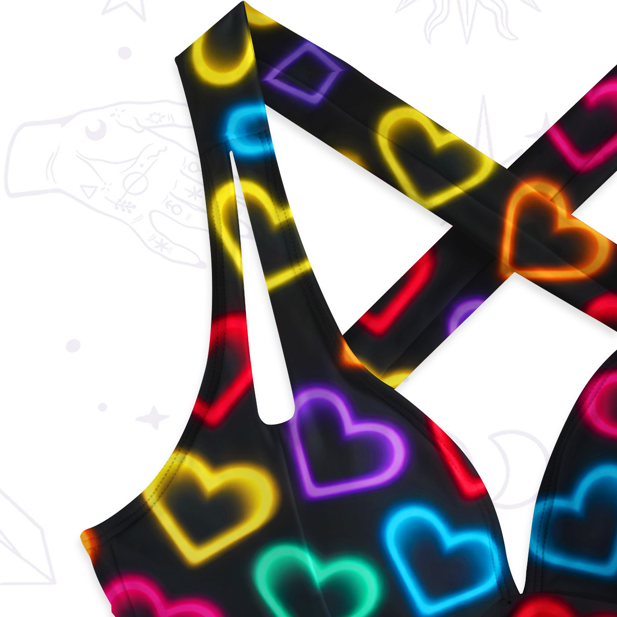 Purplehecate Psychedelic Neon Hearts One-Piece Swimsuit
