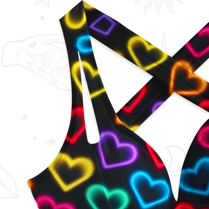 Purplehecate Psychedelic Neon Hearts One-Piece Swimsuit