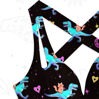 Purplehecate Witch Cat Rides the Dino One-Piece Swimsuit