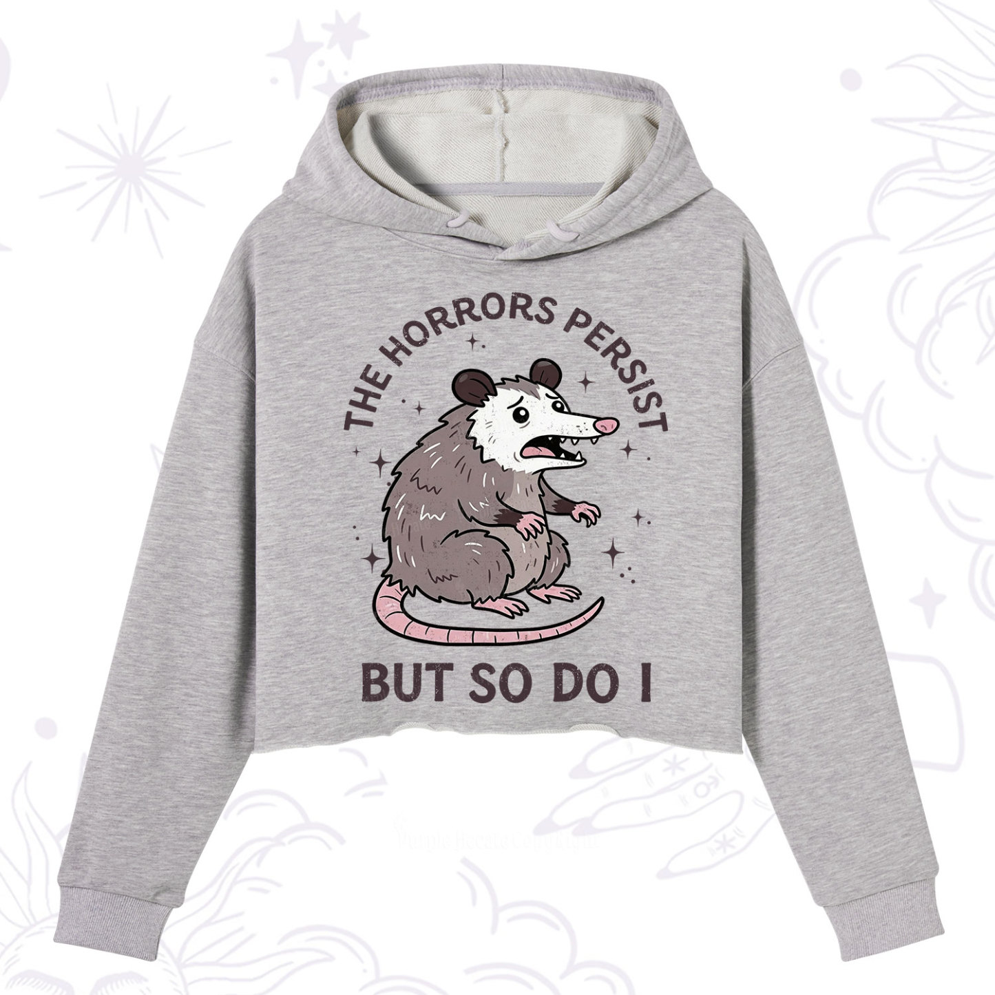 Purplehecate The Horrors Persist But So Do I Opossum Crop Hoodie