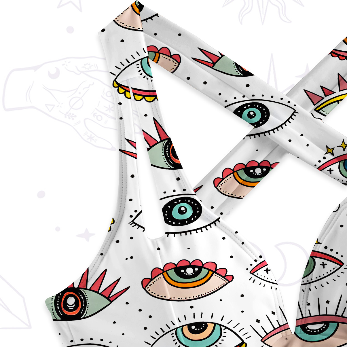 Purplehecate Evil Eye Pattern One-Piece Swimsuit