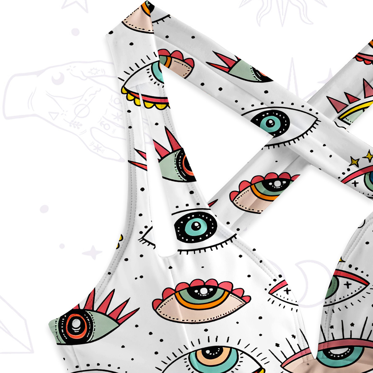 Purplehecate Evil Eye Pattern One-Piece Swimsuit