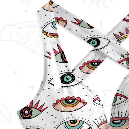 Purplehecate Evil Eye Pattern One-Piece Swimsuit