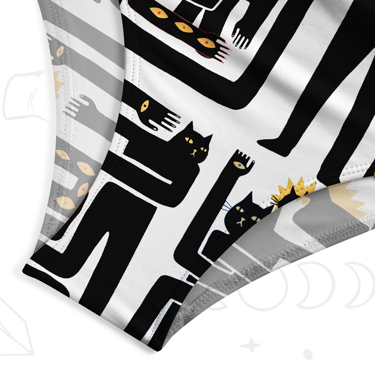 Purplehecate Whimsical Abstract Cat One-Piece Swimsuit