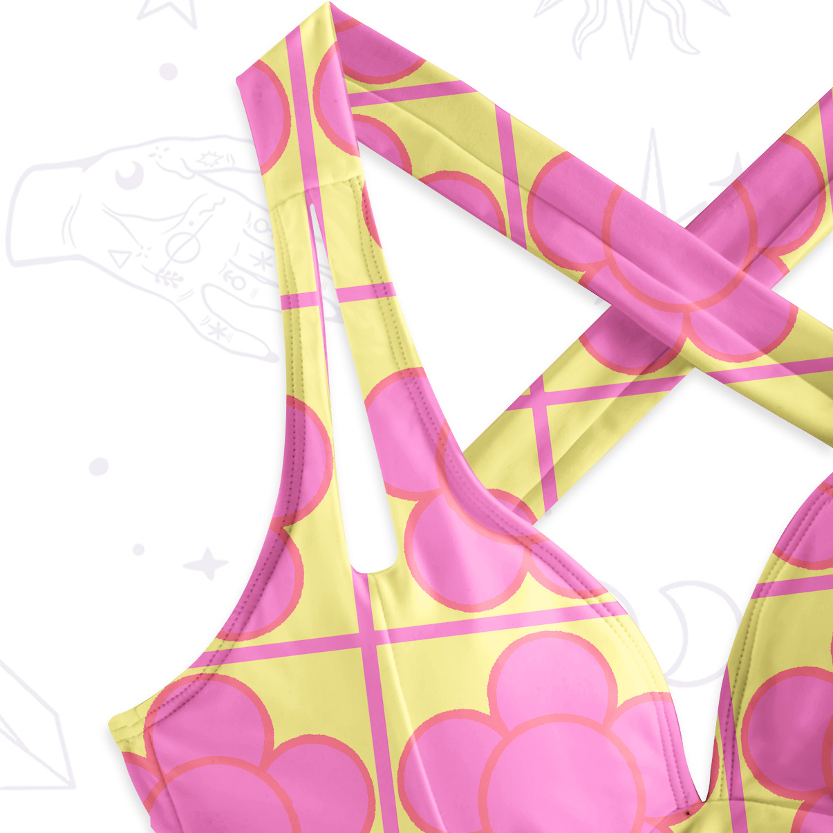 Purplehecate Bubble Flower Checkered One-Piece Swimsuit